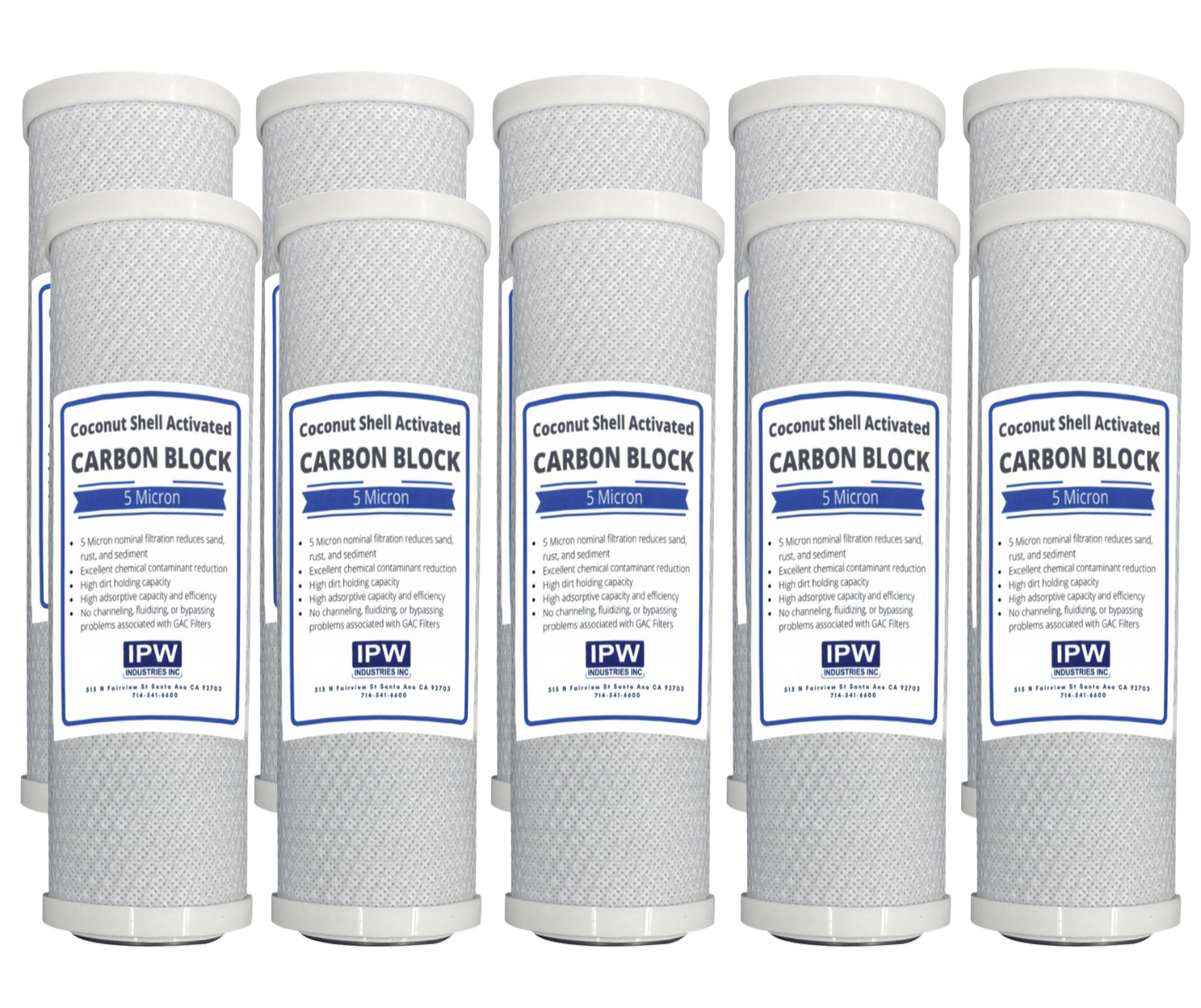 10 Pack Activated Carbon Block Water Filter Replacement – 5 Micron